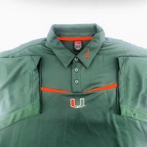 Miami Hurricanes Nike Team Polo Shirt Men's XL Green Orange Dri-Fit Polyester